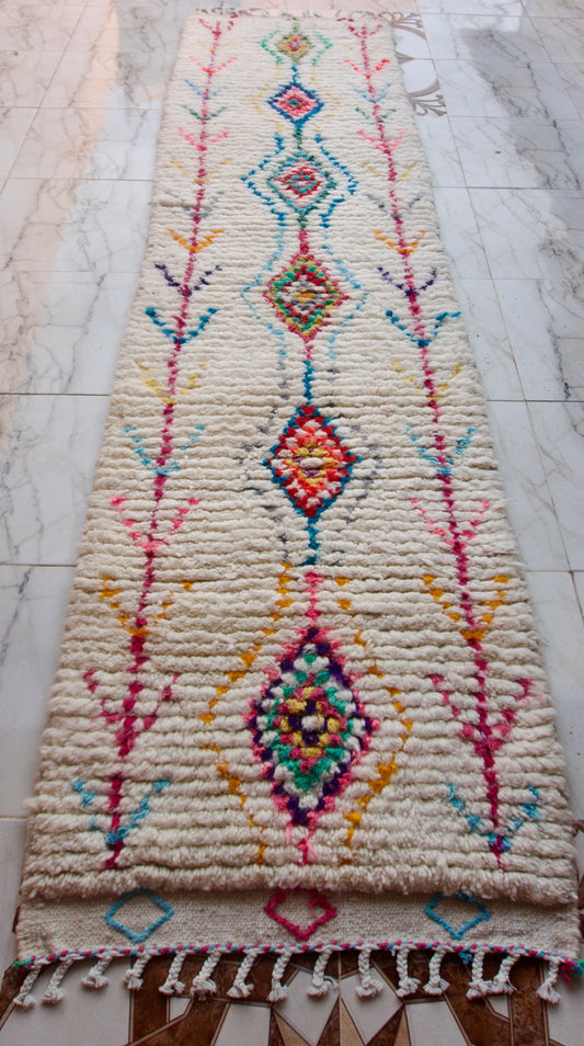 RUNNER Hand-knotted Moroccan Rug - 10ft by 3ft